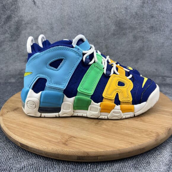 Nike Air More Uptempo Shoes Youth Size 4Y Blue Multi Color Primary FJ0693-455 - Picture 1 of 9